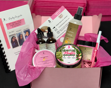 Load image into Gallery viewer, Original Say My Hair kit with two Miracle Rice Oil bottles, Moisture Monster 4 oz, Intensive Hydrating Mint Masque, Honey Butter Milkshake, Whipped Honey Butter, bonnet and hair-care guide.
